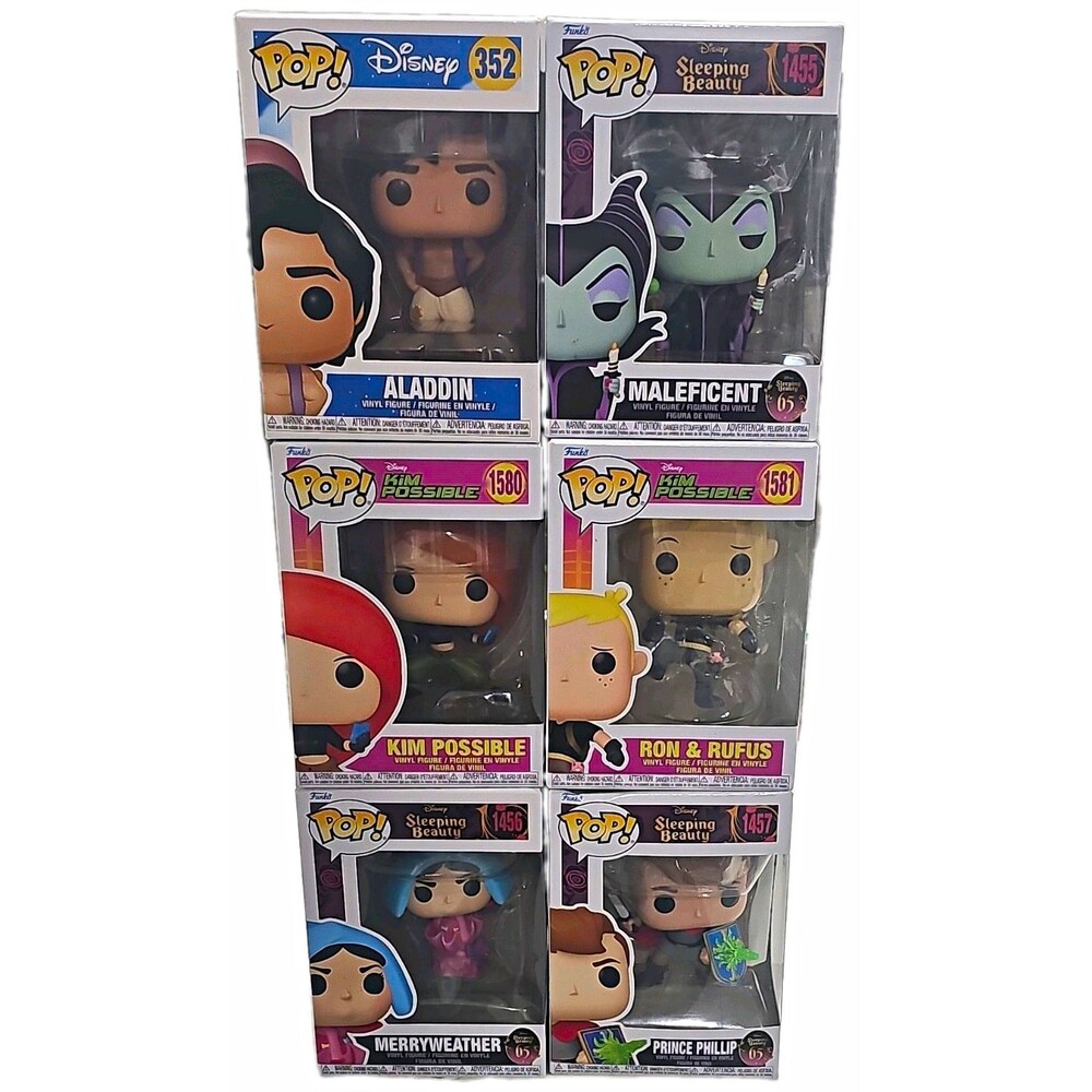 Funko Pop! Disney 6-Pack Boxed Vinyl Aladdin/Maleficent/Kim Possible